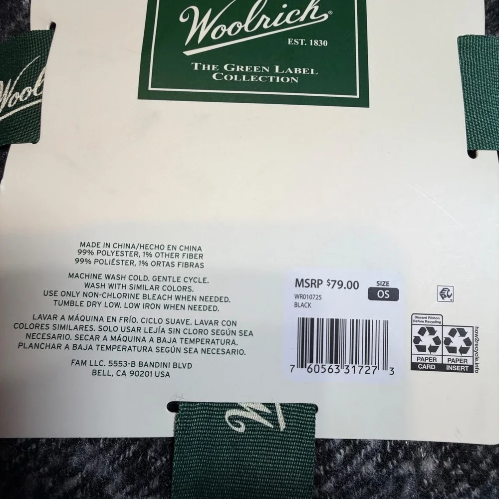 Woolrich‎ Green Label Brushed Wrap Poncho Black White Plaid Fringe  OS NWT